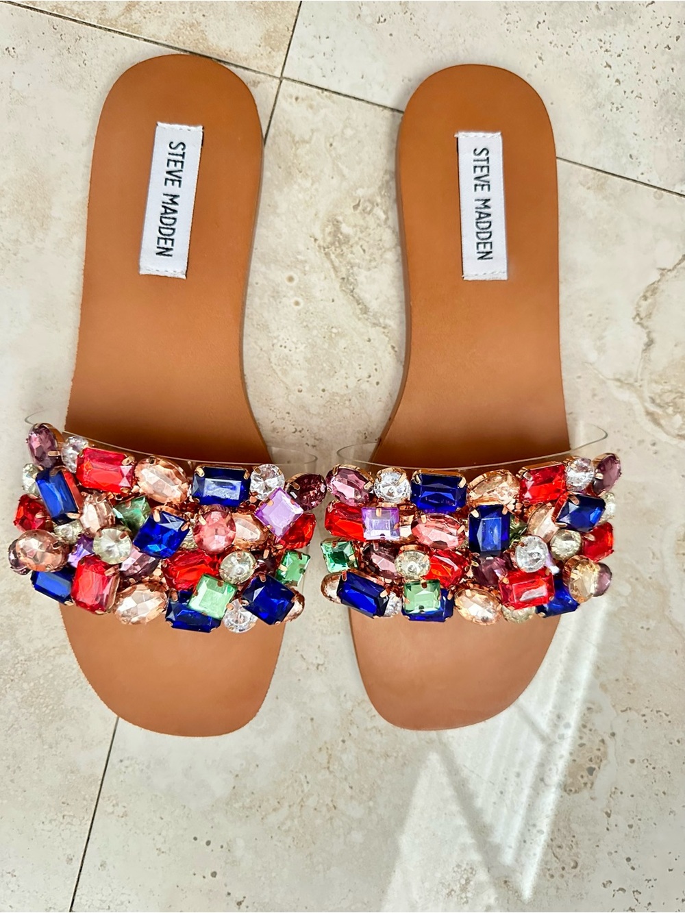 Steve Madden Jeweled Multi-Color Slide Sandals